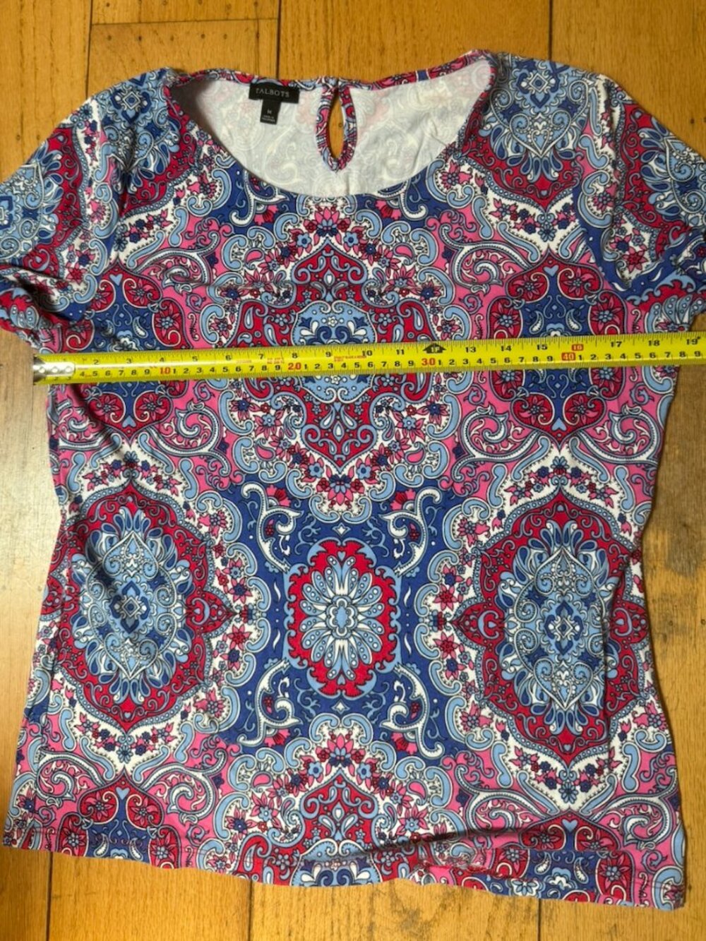 Talbots Paisley Rayon Stretch Top short sleeve M